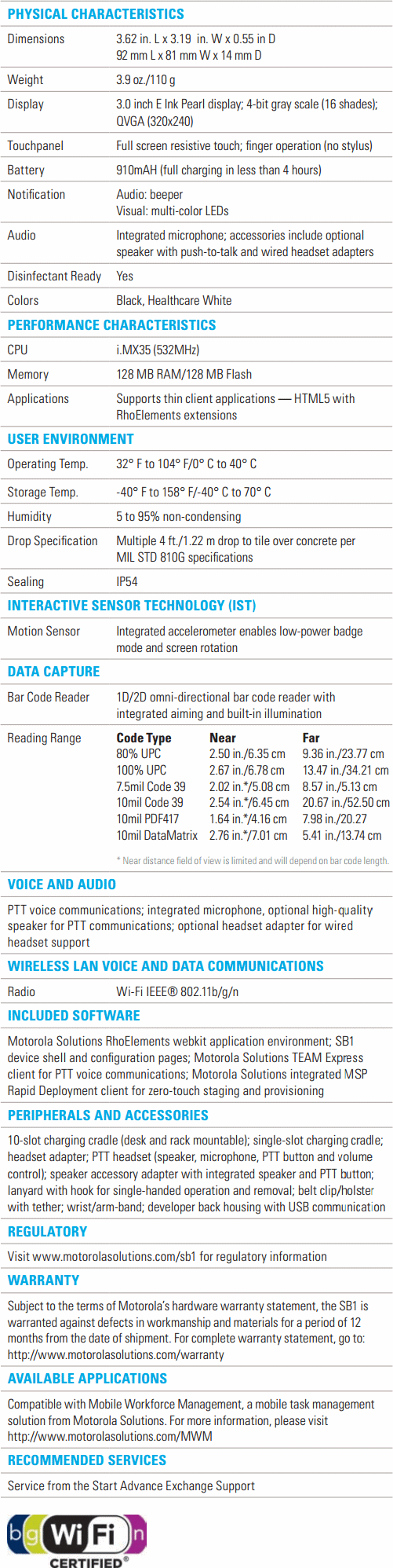 SB1 Specifications