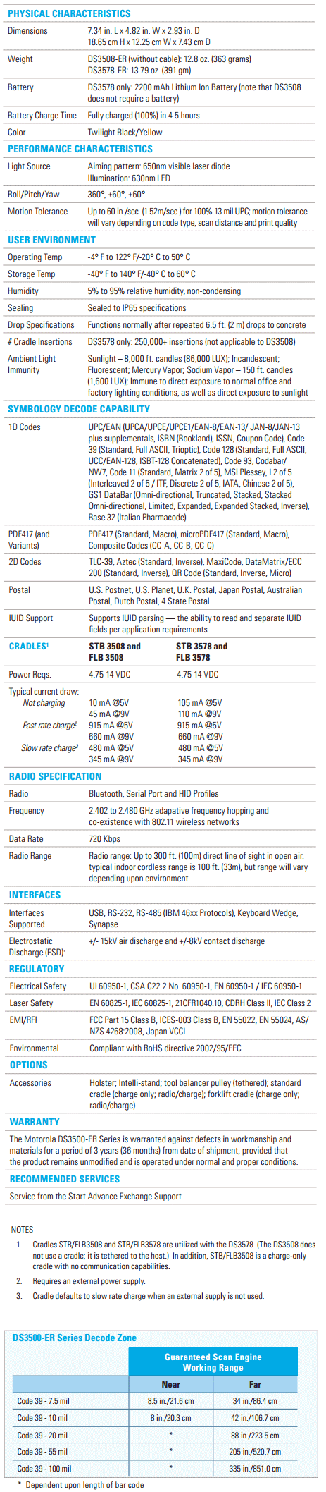 DS3500-ER Specifications