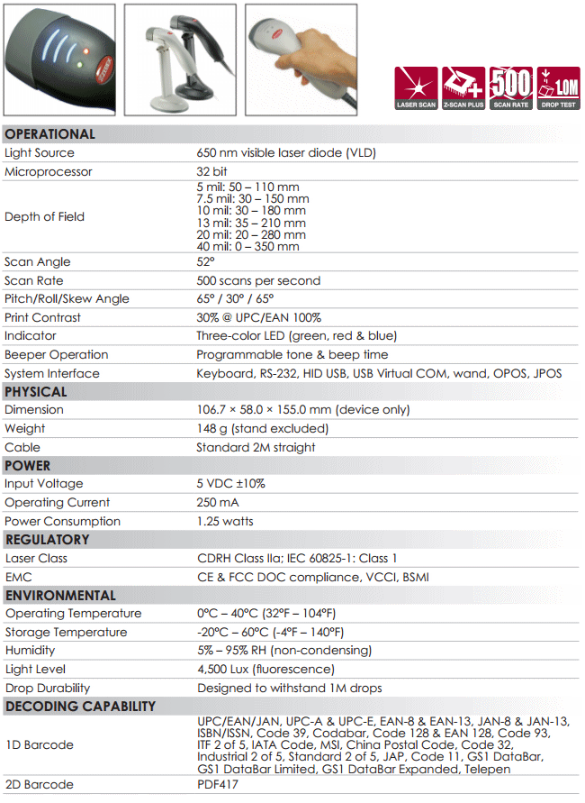 Zebex Z-3151HS Specifications